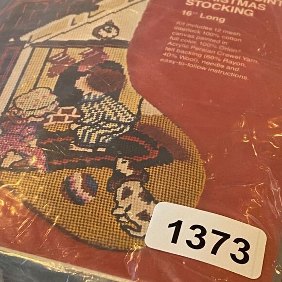 1373 Bucilla Christmas Stocking Needlepoint Kit Santa Coming Down the Railing - Picture 5 of 5